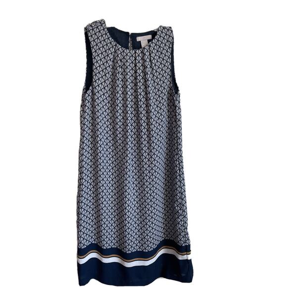 Art Deco Style Dress Shift Navy Blue Size 0 Sleeveless Lined H&M - Picture 1 of 5